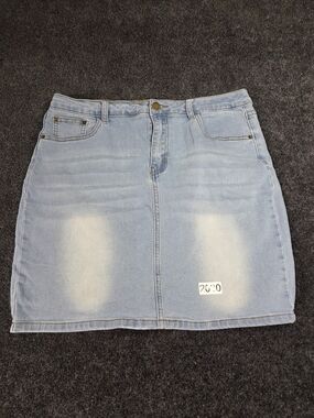Chigant Denim Mini Skirt Women's XL Light Wash Blue 5 Pocket Jean